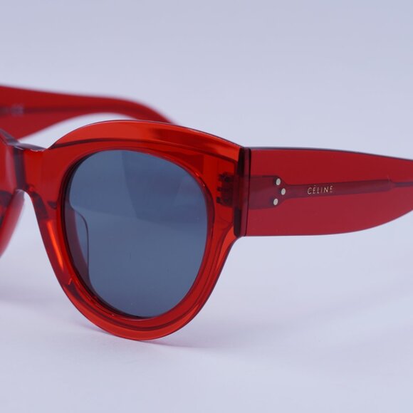 🕶️ New Celine CL40008F 66V Sunglasses - Red Frame, Blue Lenses - Picture 4 of 10